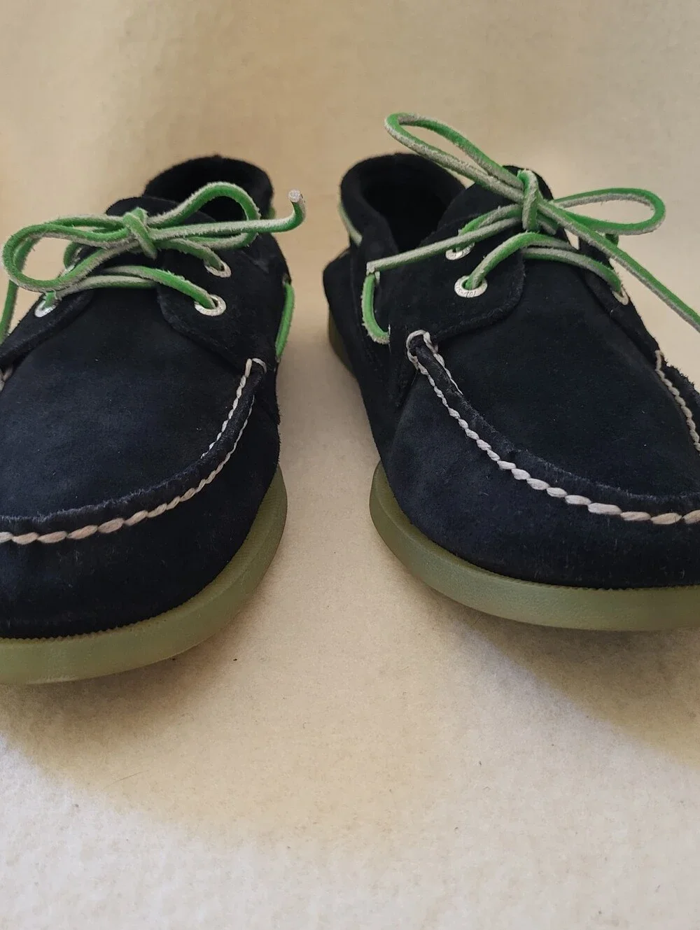 Sperry Top-Sider Men's Size 12 Blue Suede Loafers Green Tie & Soles